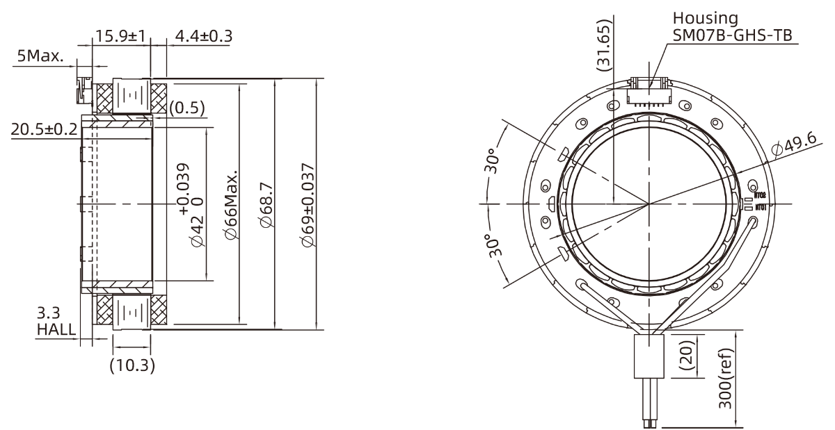 Dessin Dimensionnel du Moteur Sans Cadre 50mm